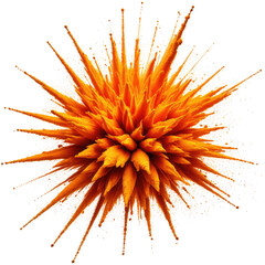 Spiky orange cluster, radiating outward against a dark background