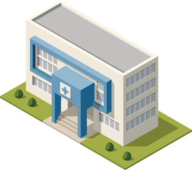 Isometric small medical facility building
