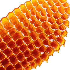 Golden honeycomb with dripping sweet nectar, natural and textured surface