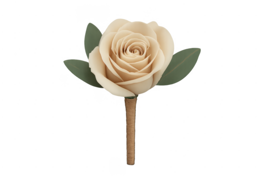Cream rose boutonniere for wedding formal events