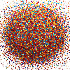 Vibrant colorful confetti creates an abstract, circular texture