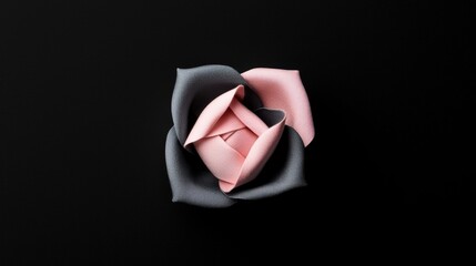 A pink and gray flower on a black background.
