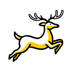 Leaping deer stylized illustration graphic on clean background