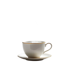 Obraz premium Tea Porcelain cup and saucer with gold trim against a dark background