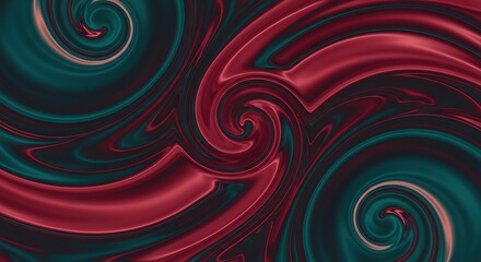 Swirling vortex of color interplay with deep red and teal fluidity