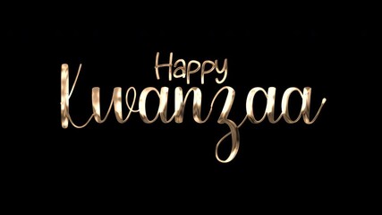 Happy kwanzaa text in gold cursive on black background. Suitable for holiday designs, greeting cards, social media posts, and decorations. - Powered by Adobe