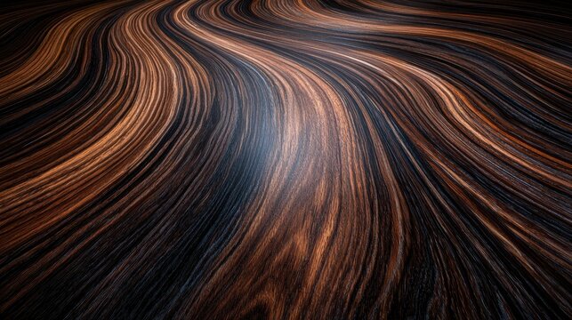 A close-up view of a complex, swirling pattern of dark and light brown lines, resembling a wood grain texture.