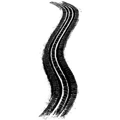 Detailed Black Tire Track Marks With Visible Tread Texture Minimal Top View Design Isolated On A Transparent Background