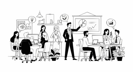 Dynamic Business Meeting - Collaborative Teamwork and Strategic Presentation.