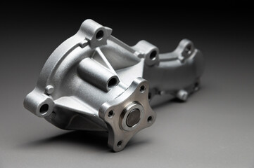 Obraz premium New cooling pump for internal combustion engine of a passenger car on a gray background