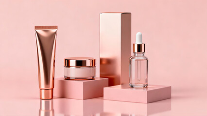 Luxury Rose-Gold Cosmetic Mockup