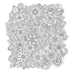 Intricate floral pattern for coloring book pages or designs