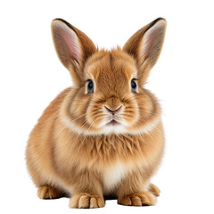 Fluffy ginger rabbit with large ears against a black background