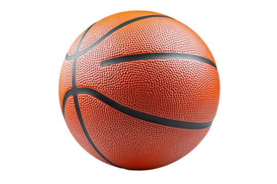 Classic Orange Basketball Close Up Shot Round Sport Equipment Professional Athletics Isolated On