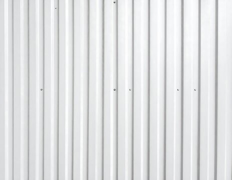 White corrugated metal siding with vertical lines and fasteners