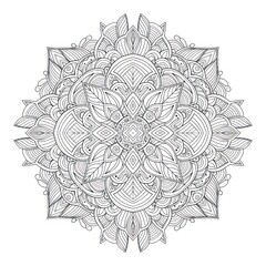 Intricate mandala design isolated on white background for decoration and therapy