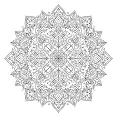 Intricate mandala art detailed floral pattern in black and white design