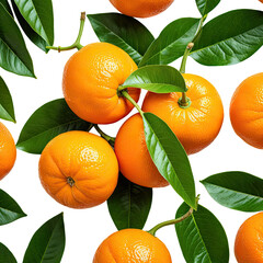 Oranges and leaves Fresh, vibrant, juicy citrus background pattern