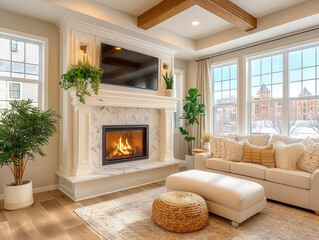 Fototapeta premium stately marble fireplace