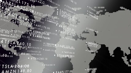 World stock market trade concept on animated grey monotone background - Powered by Adobe