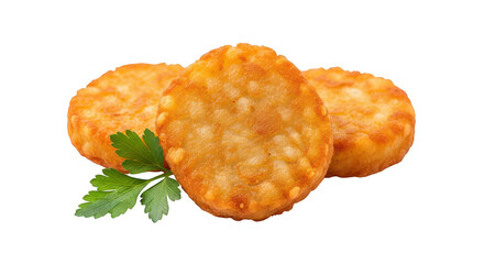 Three Hash Browns with Parsley potato fried