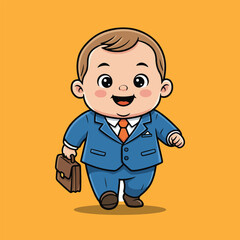 Adorable Cartoon Baby in Suit Ready for Business