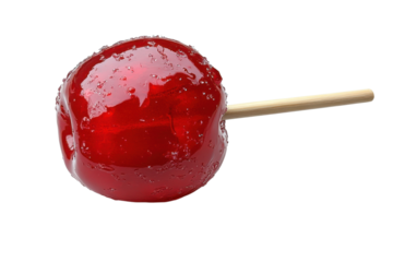 Red Candy Apple Treat Glossy Glaze Sweet Dessert Fair Food Festival Delicious Traditional Isolated