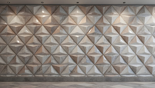 Stunning geometric marble wall with dramatic lighting, perfect for luxurious interiors and modern architectural designs, adding a touch of elegant sophistication