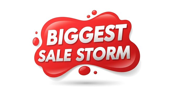 Unleash massive savings with a vibrant red Biggest Sale Storm promo for your business, grab attention now with this dynamic deal announcement, perfect for any retail campaign
