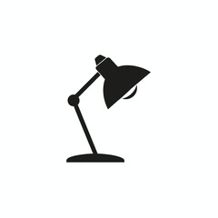 Black silhouette of a desk lamp isolated on white background

