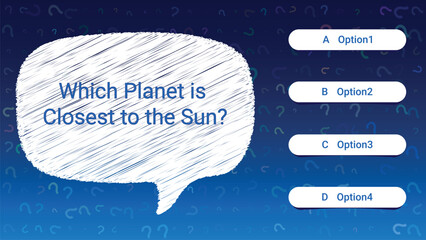 Multiple Choice Quiz Template with Speech Bubble Question Box and Gradient Background