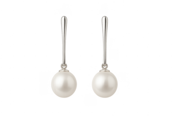 Pair of elegant pearl drop earrings with silver setting
