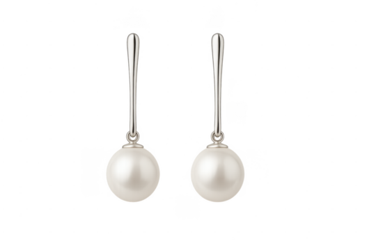 Pair of elegant pearl drop earrings with silver setting