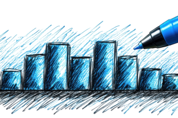 Blue Marker Creates Bar Graph Drawing Data Visualization Business Analytics Growth Chart Economy