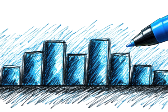 Blue Marker Creates Bar Graph Drawing Data Visualization Business Analytics Growth Chart Economy