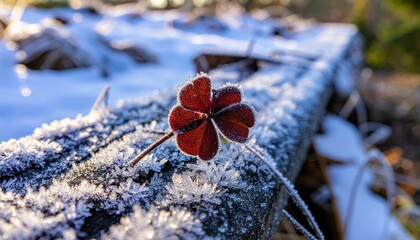 autumn leaves on the snow