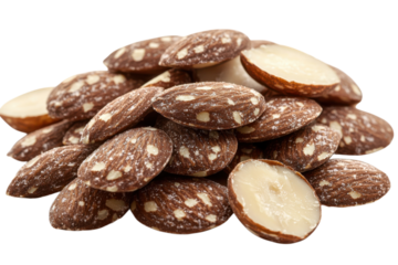 Almonds piled high on a black background showcasing healthy snack nutrition protein and dietary