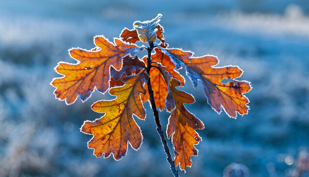 autumn leaves on the snow