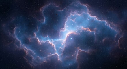 Obraz premium Vast glowing nebula with stars in deep dark outer space creating cosmic view