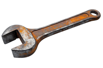 Vintage Rusty Adjustable Wrench Tool Isolated Black Background Steel Metal Engineering Mechanic