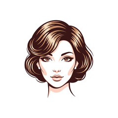 Glamorous Female Face Illustration icon logo flat vector design