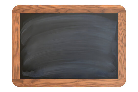 Empty wooden framed blackboard isolated on transparent background