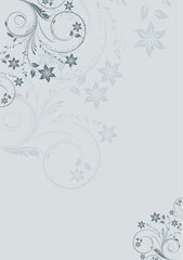 Floral Decorative Background Design Element Flower Pattern Invitation Card Template Gray and White Abstract Graphic Design Ornament Frame Corner Decoration