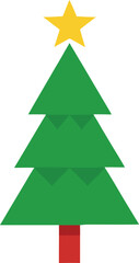 Fototapeta premium Simple geometric christmas tree with yellow star