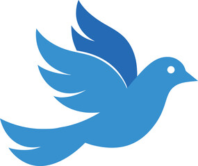 Simple blue bird silhouette flying against a black background