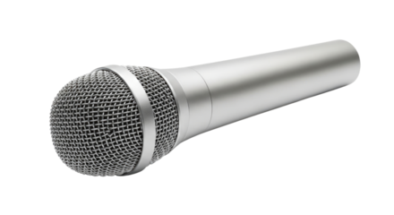 Silver microphone transparent background cutout png