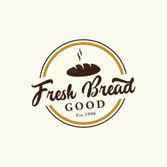 Delicious and tasty organic Fresh Baked Bakery Shop Logo design retro vintage.Logo for bakery shop, label or badge, business.