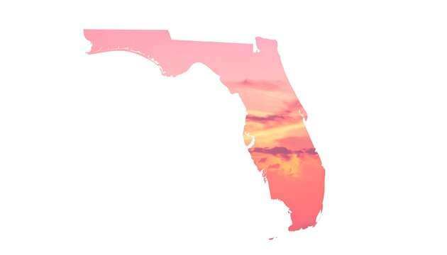 Florida State Silhouette with Sunset Colors and Coastal Vibes.