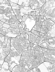 Obraz premium Hyderabad City Map. Minimalist black and white line art poster for printing, wallpaper, wall art, and map resources for home and office decor