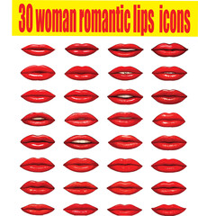 30 Red Romantic Lip Icons – Vibrant Expressions for Fashion, Emoji, and Editorial Design